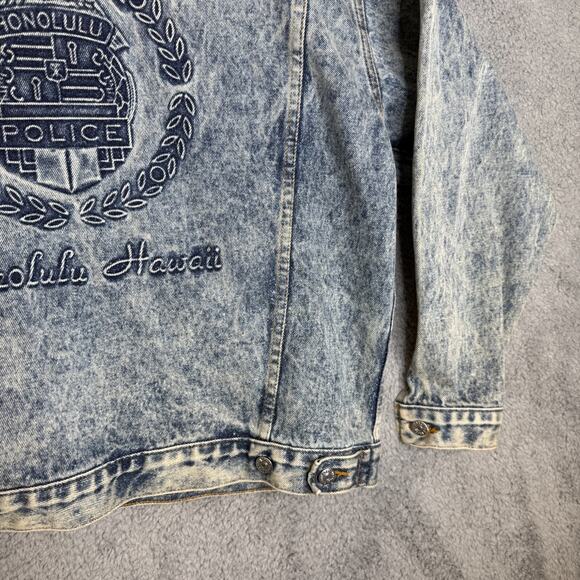 Vintage HPD Jacket Adult Large Honolulu Police Department Blue Acid Wash USA - Picture 9 of 9